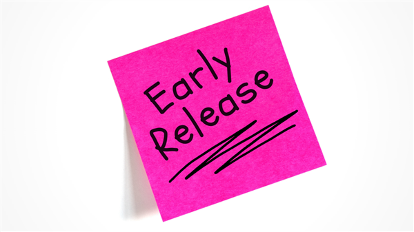  Post it note that reads early release